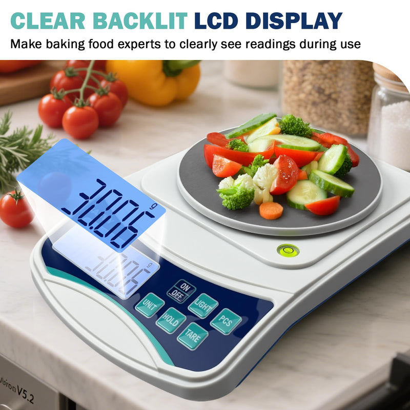 Digital Lab Scale 1000g x 0.01g oz/g/ct/DWT/tl/gn/ozt Precision Electronic Scientific Scale Analytical Balance for Laboratory Jewelry Kitchen, Includes 100g Weight and 2 x AAA Batteries