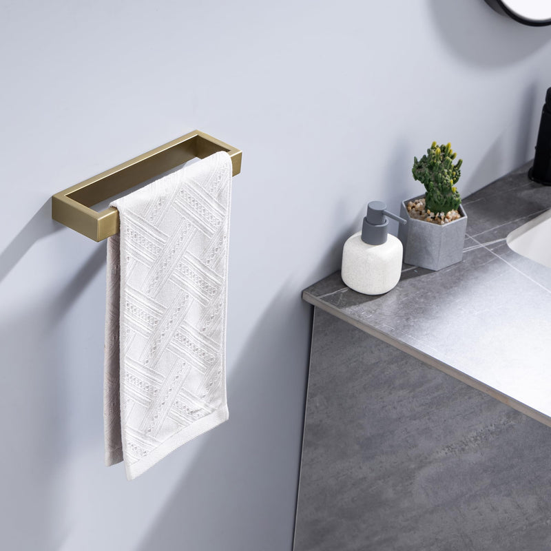 Towel Bar, 9 Inch Hand Towel Holder Wall Mount, Towel Racks for Bathroom Accessories, Stainless Steel Towel Ring Hardware (Brushed Gold, 1 Pack) Brushed Gold