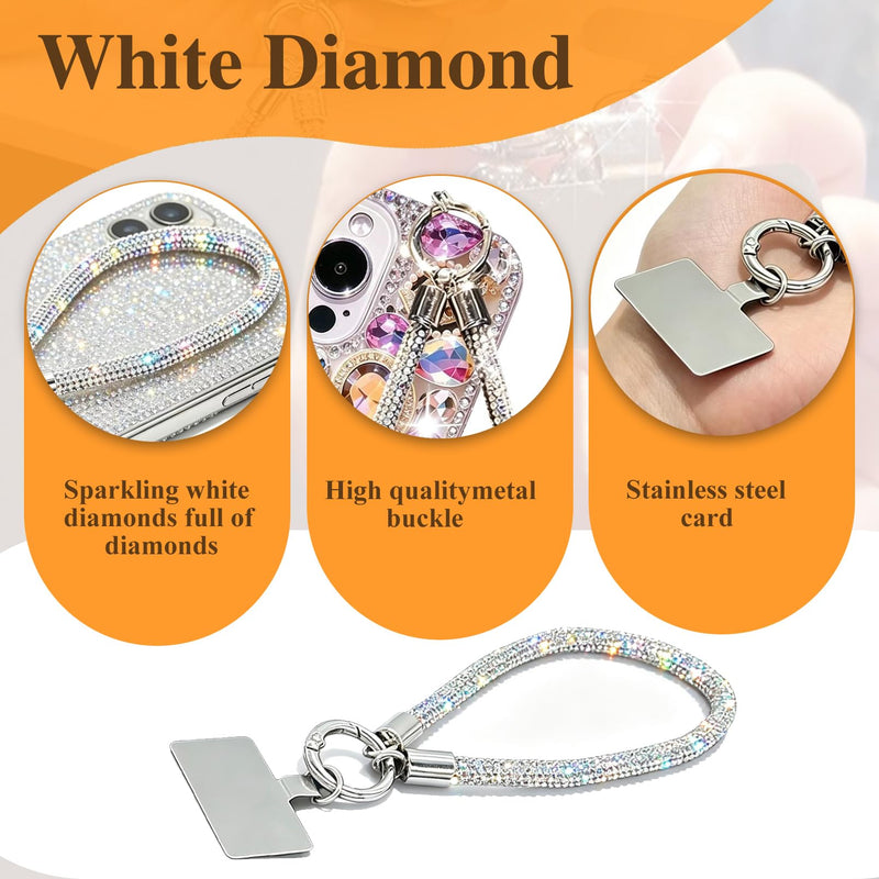 Diamond-Studded Cell Phone Strap Accessories Iridescent Silver