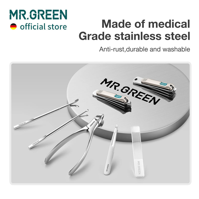MR.GREEN 7in1 Manicure Sets Personal Care Tools Stainless Steel Professional Nail Clippers Pedicure Set Travel Case Kits (Mr-6020) Mr-6020