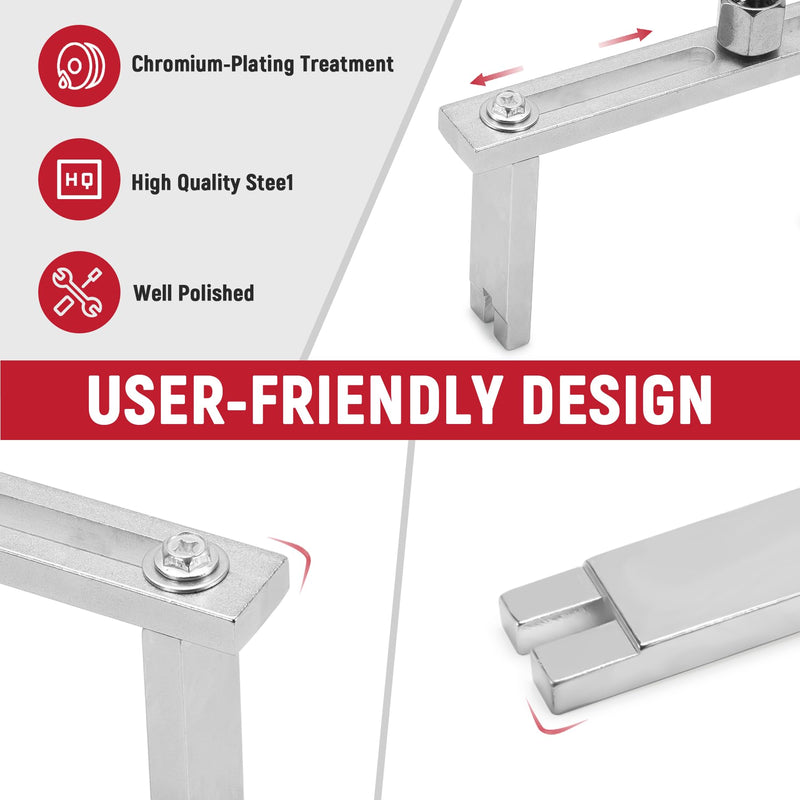 Fuel Pump Removal Tool, Adjustable Double Contact Fuel Pump Lock Ring Tool with 3/8” to 1/2” Drive Compatible with BMW,Mercedes-Benz,Volkswagen,Audi Fuel Tank Lids Removal/Installation