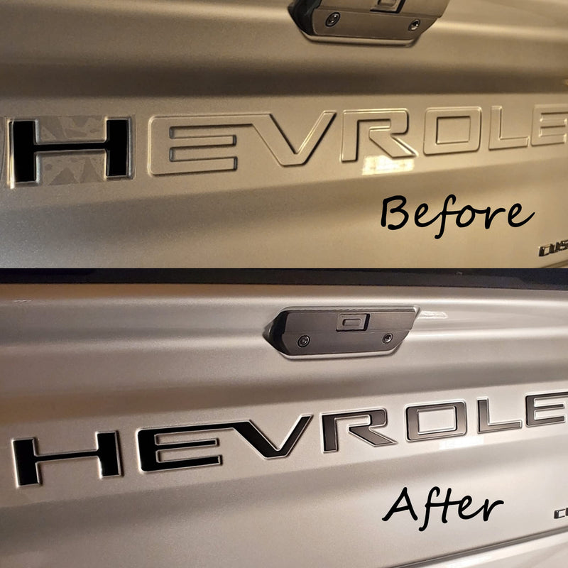 Tailgate Insert Letters Compatible with Chevy Silverado 2019 2020 2021 2022 2023 2024 2025 Accessories 3D Rear Emblems Badge with Strong Adhesive Matte Black