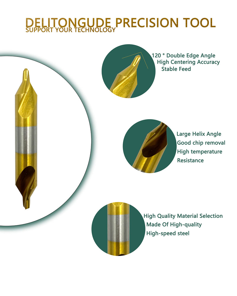 4.0mm HSS Center Drill Bits Set, 10 Pcs Precision Center Drills Industrial Grade for Metal Lathe Machining Centering Drilling Tools (4.0mm) 4.0mm