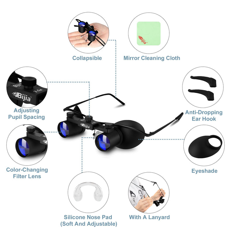 BIJIA Opera Glasses Binoculars, 2.5X Magnification, Glasses-Style | Hands-Free, Lightweight, Adjustable Focus, For Live Events & Concerts, Ideal for Theater, Sports, Travel, Museum Visits