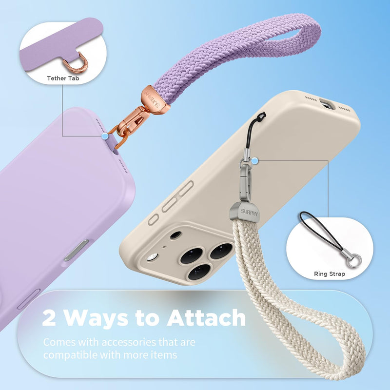 SURPHY Elastic Phone Wrist Strap, Phone Lanyard, Key Chain Lanyards | Stretchy Keychain Wristlet with 360° Swivel Snap Hook, Braided Elastic Phone Strap with Phone Tether Tab A- Stone