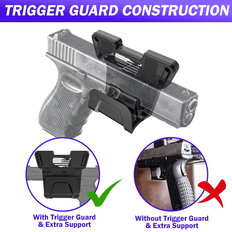 Upgrade Gun Magnet Mount with Safety Trigger Guard Protection for Most Guns, Magnetic Gun Holder Easy Conceal for Car, Safe, Vehicle, Desks, Walls, Handgun Rifle Shotgun, Revolver Magnetic Gun Mount - 2 PACK