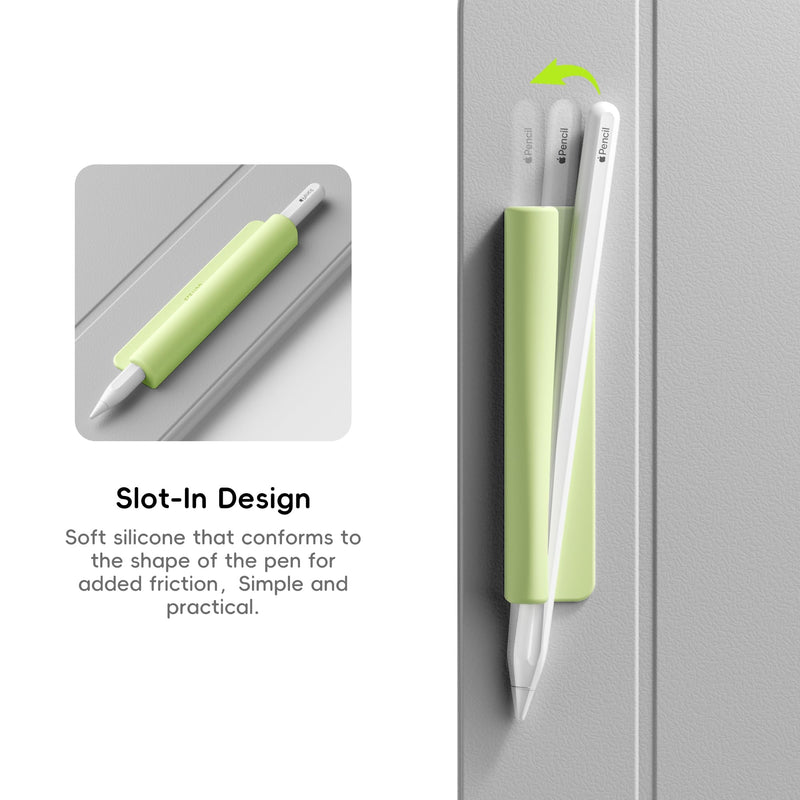 ELETIUO Silicone Pencil Holder Sleeve,Compatible with Apple Pencil (USB-C),Apple Pencil 1st/ 2nd Generation,Strong Adhesive Sticky Attached to iPad Case for Stylus Pens and Most Pens,Green Green