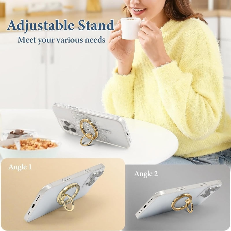 Magnetic Phone Ring for MagSafe Grip [Super Magnet] StylishTwinkle Design Ring Holder Stand, magsafe pop Socket (Gold) Gold