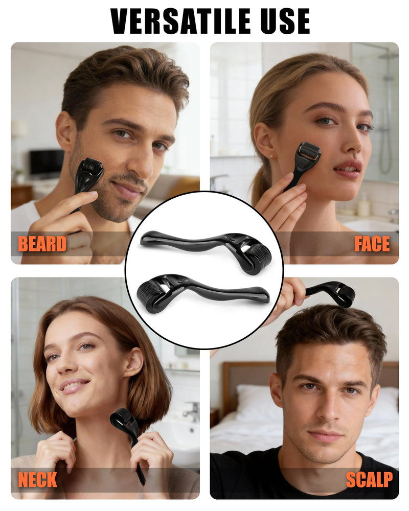 Derma Roller for Hair Growth, 2 Pack Titanium Microneedle Rollers | Titanium Microneedle Derma Rollers For Hair, Beard And Skincare With 0.5mm And 1.0mm Roller Heads
