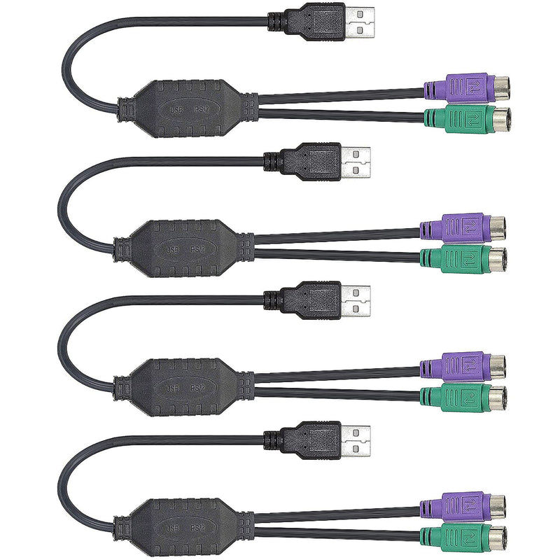 PS/2 to USB Adapter Cable, 4Pack PS2 Female to USB Male Converter Connector Adapter for PC Keyboard