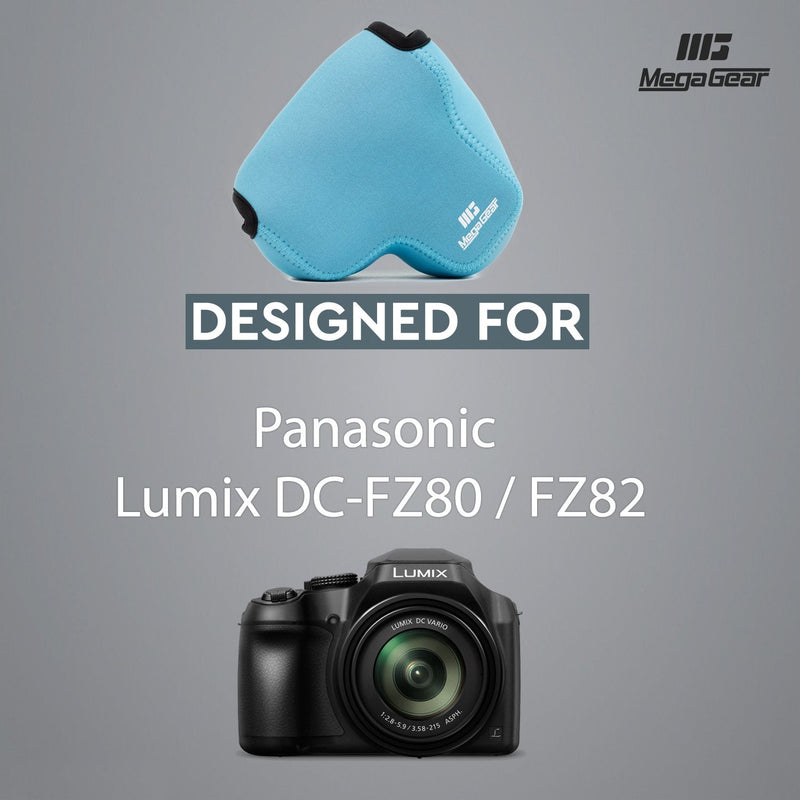 MegaGear Panasonic Lumix Dc-Fz80, Fz82 Ultra Light Neoprene Camera Case, With Carabiner - Blue - MG1167, PU Leather One Size