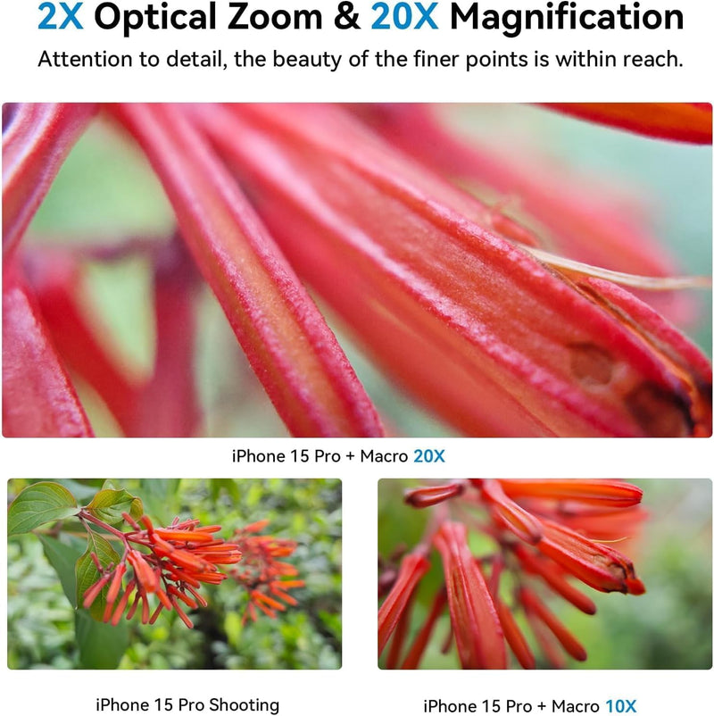 Macro Lens Kit for Smartphone, 10-20X Micro Phone Lens with Universal Lens Clip, HD Magnifier Photography Lens for iPhone Android Phone (Fits for Almost All Phone), Phone Macro Lens Attachment 10X-20X