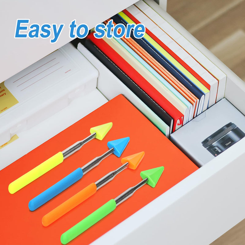 4pcs Teacher Pointer Stick Arrow, Telescopic Pointer Stick Funny Arrow Pointer Triangular Retractable Pointer Extendable Handheld Guiding Stick for School Office Presentation Classroom
