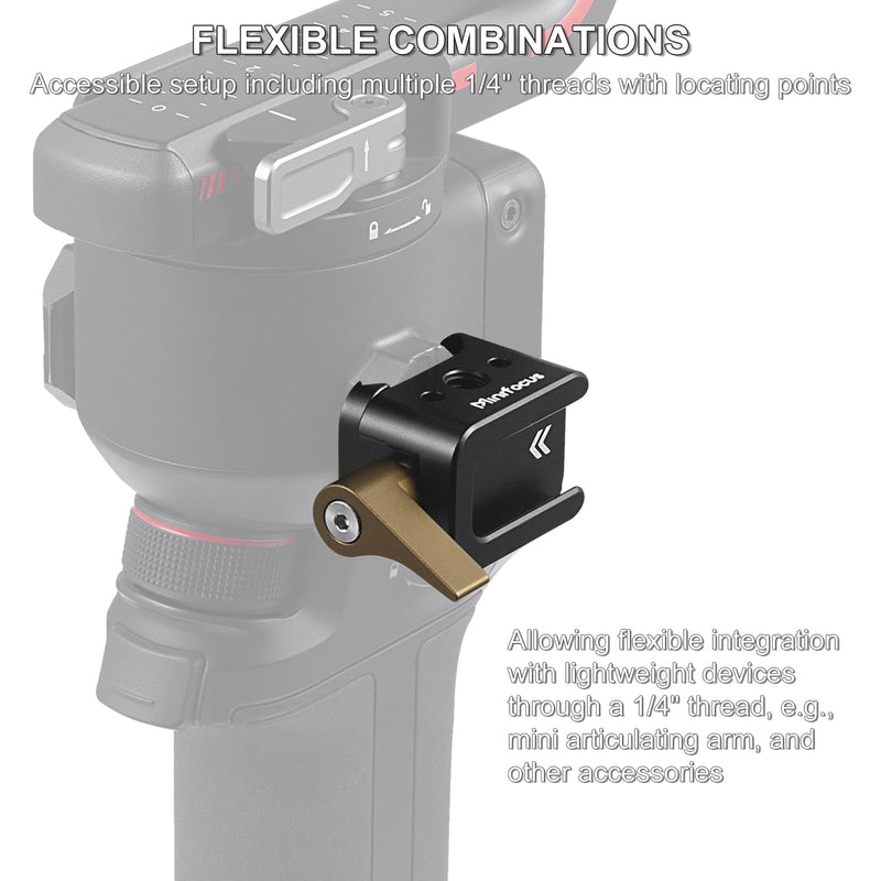 NATO Clamp to Cold Shoe Adapter, Aluminum Alloy Quick Release Rail Lock With 1/4" Threaded ARRI Locating Hole for DJI RS 3 Flash Light Microphone Camera Cage Magic Arm V3505