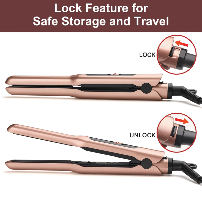  [AUSTRALIA] - JAETON Mini Travel Hair Straightener for Short Hair, 2 Temp 180°C/210°C | Small flat iron, Thin Straighteners, Fast Heat-Up, Dual Voltage 9MM