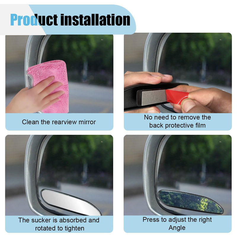 2 PCS Blind Spot Car Mirror, HD Glass Adjustable Car Side Mirror, Framed Wide-angle Blind Spot Mirror, Universal Convex Rear View Mirror for Cars, SUVs, Trucks and RVs (Rectangle) Rectangle