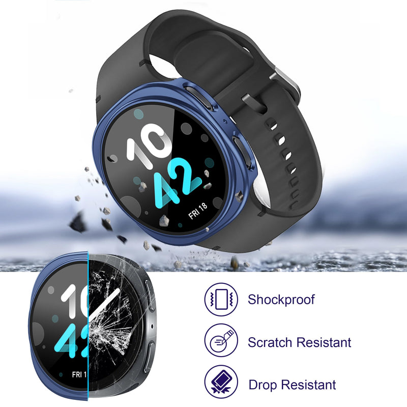 12+4 Pack Case for Samsung Galaxy Watch 9/8 44mm with Tempered Glass Screen Protector, Plated Glossy Hard PC Scratch Resistant Protective Cover Compatible with Galaxy Watch 9/8 44mm Galaxy Watch 9/8-44mm