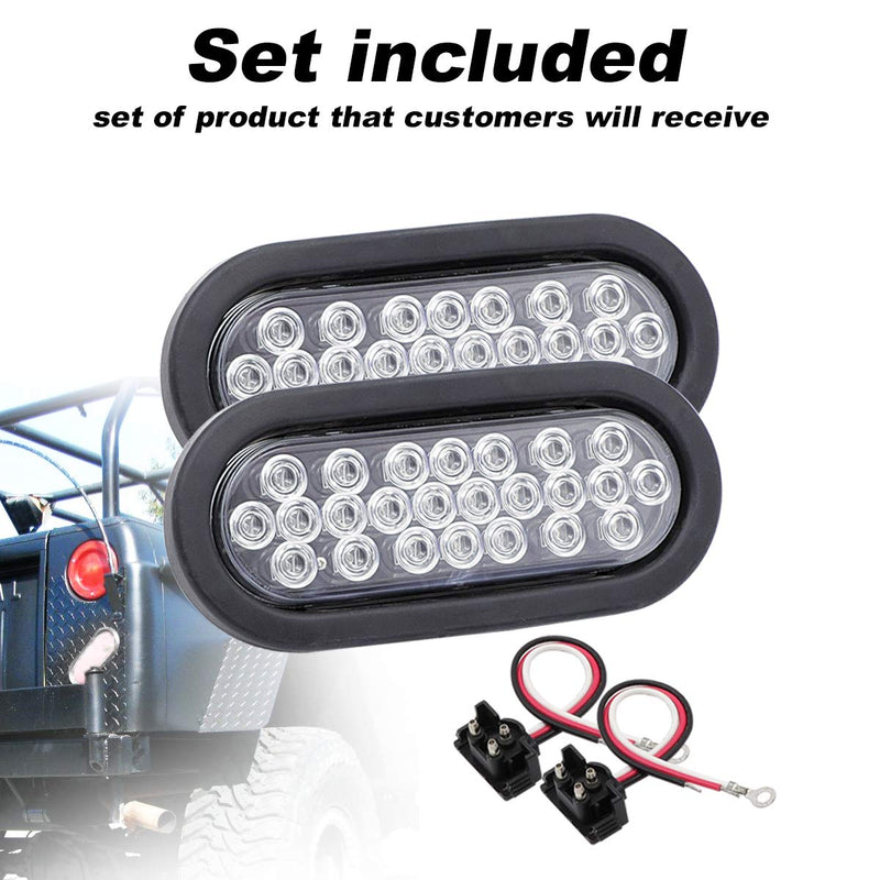 6 Inch Oval Clear Lens Amber Trailer Marker Lights 24 LED Turn Parking Signal Lamp SMD Plug & Rubber 3-Wire for Trailer Truck RV Pickup Van 12v DC (2 Pcs) Clear/Amber Pack of 2