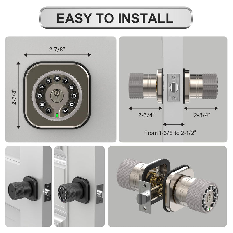 Keyless Entry Knob Lock with Keypad and Key,Auto Lock,Waterproof,Easy to Install and Program, Work with 4 AAA Batteries for Bedroom,Exterior & Interior Doors. (Black with Keypad) Black With Keypad