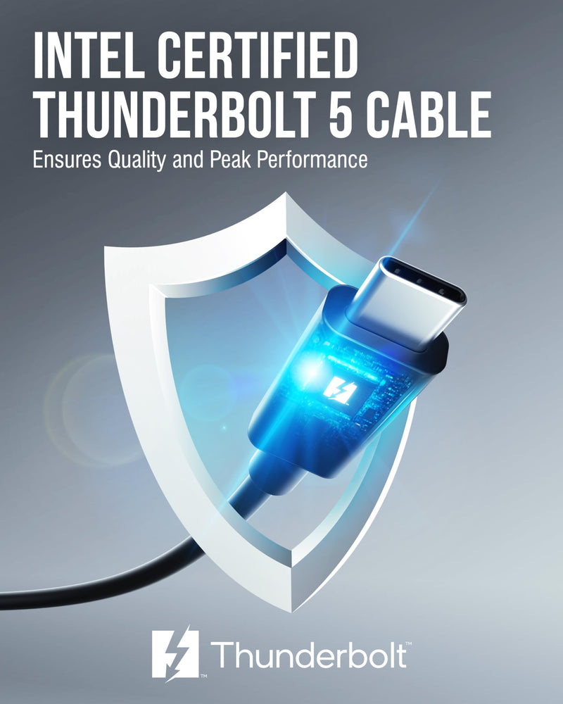 SABRENT Thunderbolt 5 Certified Cable 3ft – 120Gbps Bandwidth, USB4 v2 Compatible, 240W PD 3.1 EPR, DisplayPort 2.1, PCIe 4-Lane, Backward Compatible with Thunderbolt 3/4 & USB-C Devices (CB-T5M1)