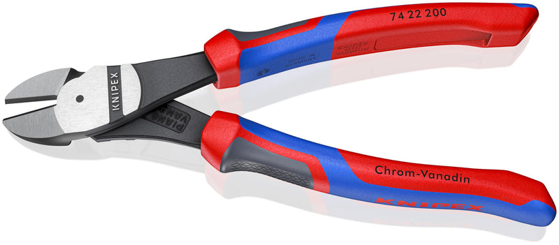 KNIPEX Tools - High Leverage Angled Diagonal Cutters, 12 Degree Angled, Multi-Component (7422200SBA), 8 inches