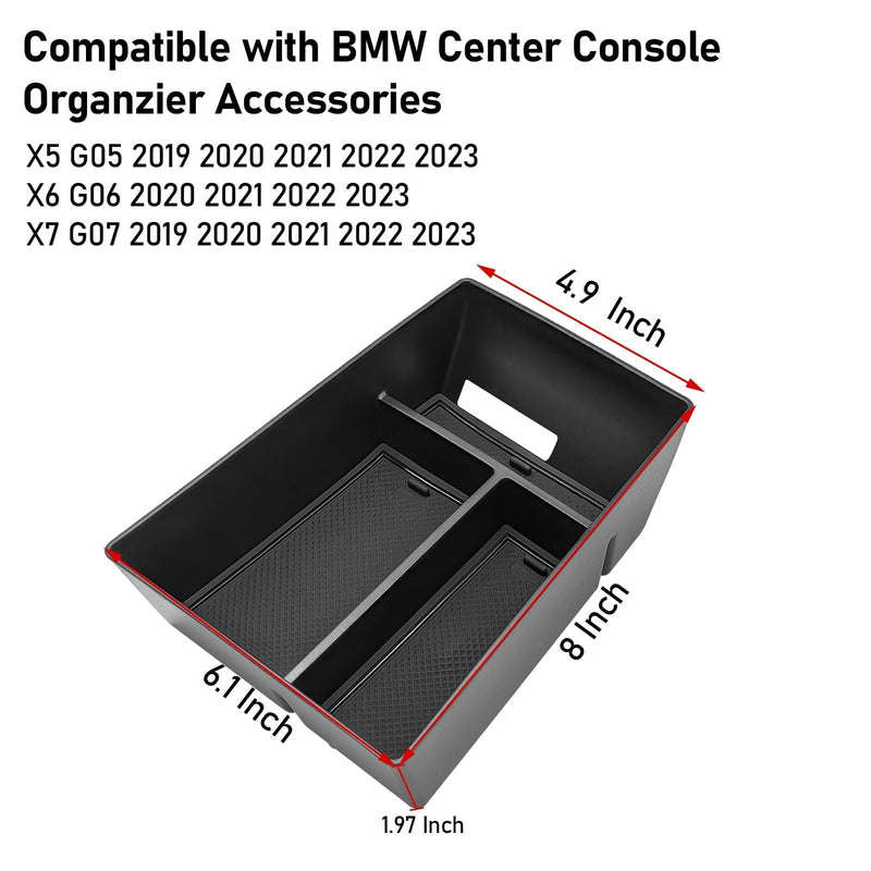Jaronx Compatible with BMW X5 G05/ X6 G06/ X7 G07 Center Console Organizer, Console Organizer Tray Storage Compatible with BMW X5 G05/ X7 G07 2019-2026, X6 G06 2020-2026 G05/G06/G07 Console Organizer
