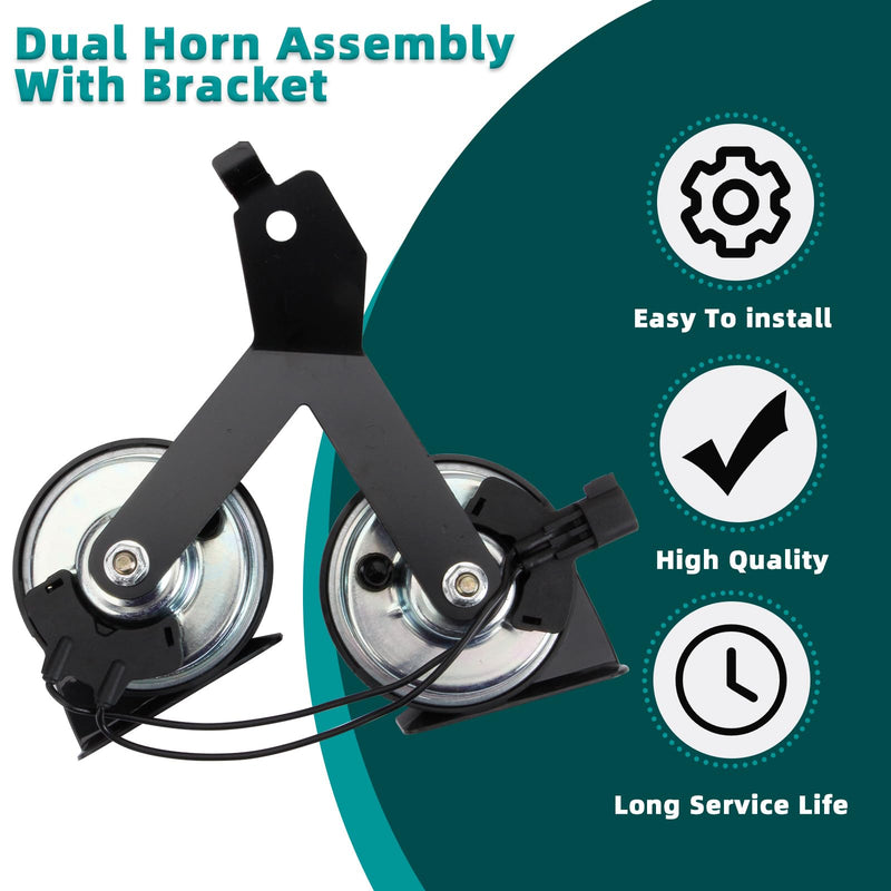 MITZONE Horn Assembly with Bracket Compatible with 2009-2014 Ford F-150 Replace 9L3Z-13832-A 2009-2014 Ford F-150 (Black)