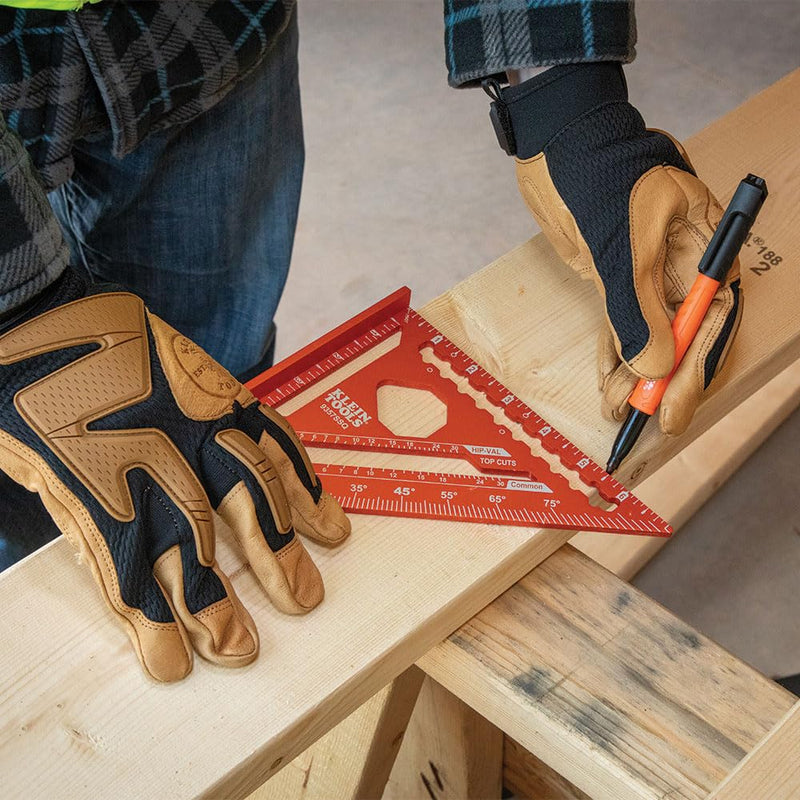 Klein Tools 935SQVP 7-Inch Rafter and 16 x 24-Inch L-Shaped Framing Square Set, Double Laser Etched Aluminum, Multi-Functional Carpenter Layout Tool for Woodworking Rafter and Framing Square Set