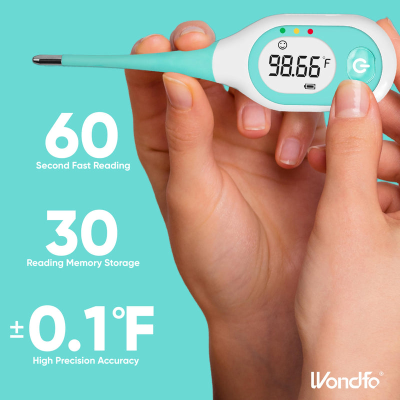 Wondfo Basal Body Thermometer for Ovulation – BBT Thermometer with Face Indicator, 60s Fast Reading, 30 Memory Recall, High Precision Fertility Thermometer, Waterproof