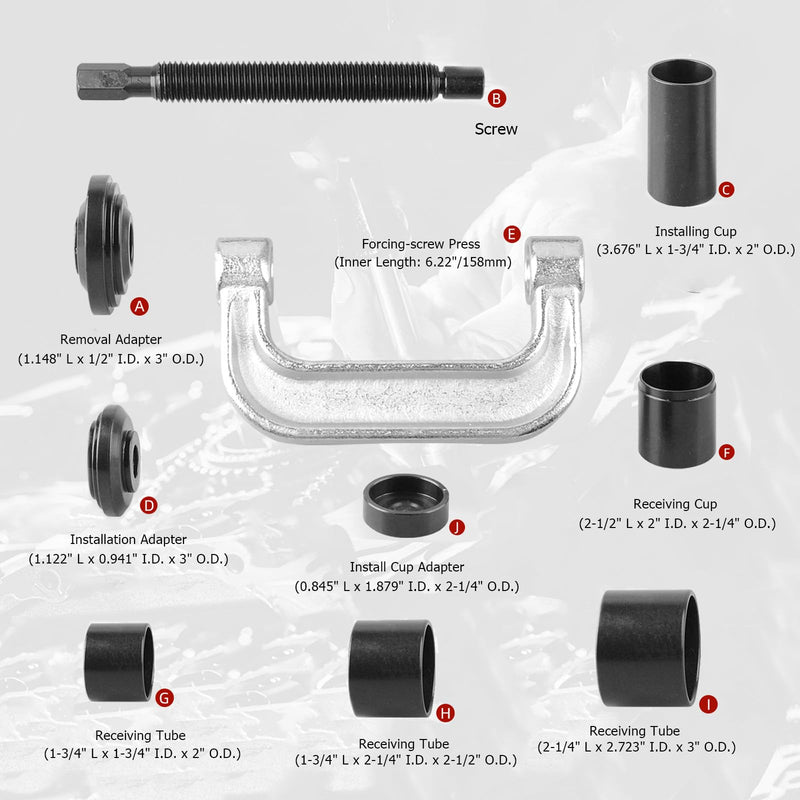 Ball Joint Press & U Joint Removal Tool Kit with 4x4 Adapters for Most 2WD and 4WD Cars and Light Trucks with Red Storage Case Red