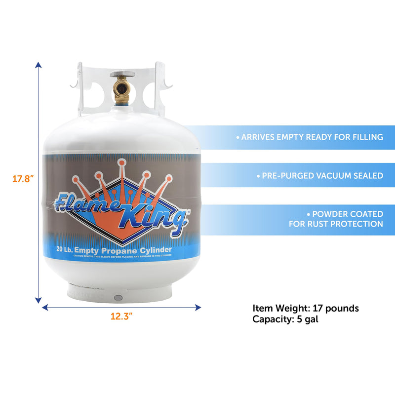Flame King YSN-201 20-Pound Steel Propane Tank Cylinder with Type 1 OPD Valve, White