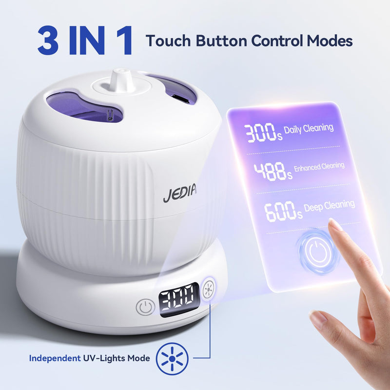 Ultrasonic Retainer Cleaner Machine with 4 Modes – 45kHz 180ML Ultrasonic Cleaner for Retainer,Denture,Mouth Guard,Ring,Jewelry,Leak-Proof Detachable Tank & Base, Easy-to-Clean Orange