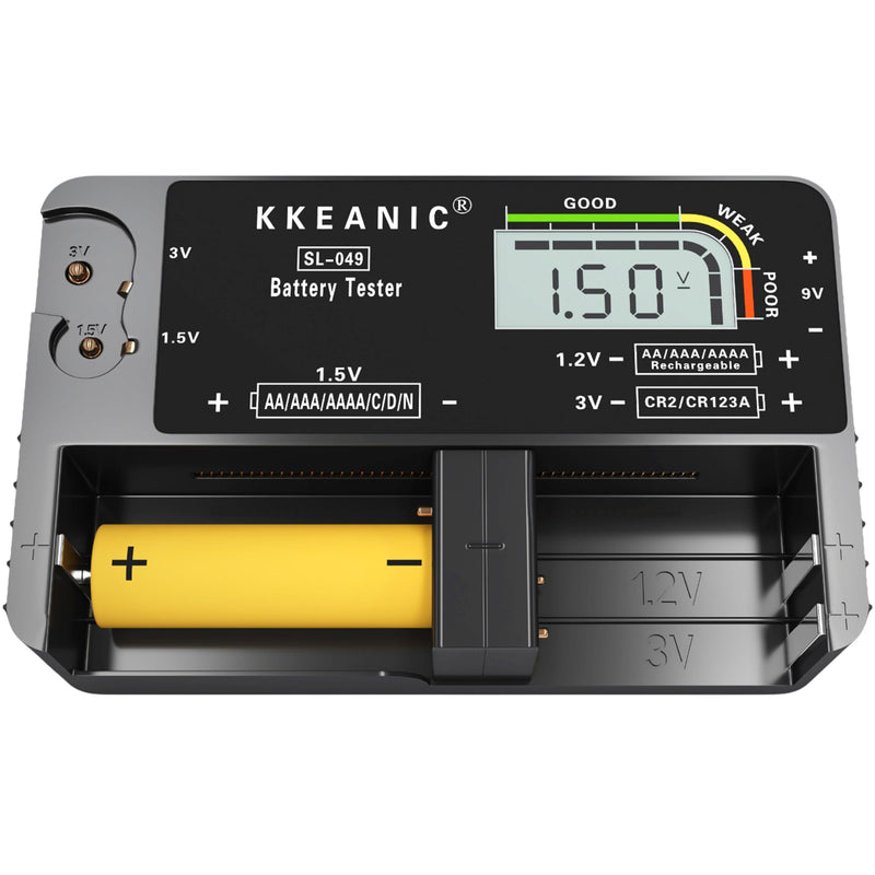 Battery Tester with Battery Organizer Storage Case,Professional Digital Battery Checker with LCD Display for Household AA, AAA, 4A,C, D, 9V, Button Cells. Compact Design & Clear Power Level Indicator