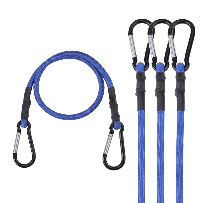 WORKPRO 24 Inch Bungee Cords with Hooks, 4 Pack Superior Rubber Heavy Duty Bungee Straps Strong Elastic Rope for Outdoor Tent, Luggage Rack, Camping, Cargo, RV, Bike, Transporting, Storage, Blue 24" (Blue)