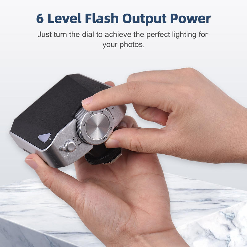 Andoer Retro Mini Camera Flash, GN15 with 6 Levels Flash Power, CCT 6000K±200K with S1/S2 Optical Control for Fuji, Canon, Nikon, Sony, Olympus Camera, Single-Contact Hotshoe