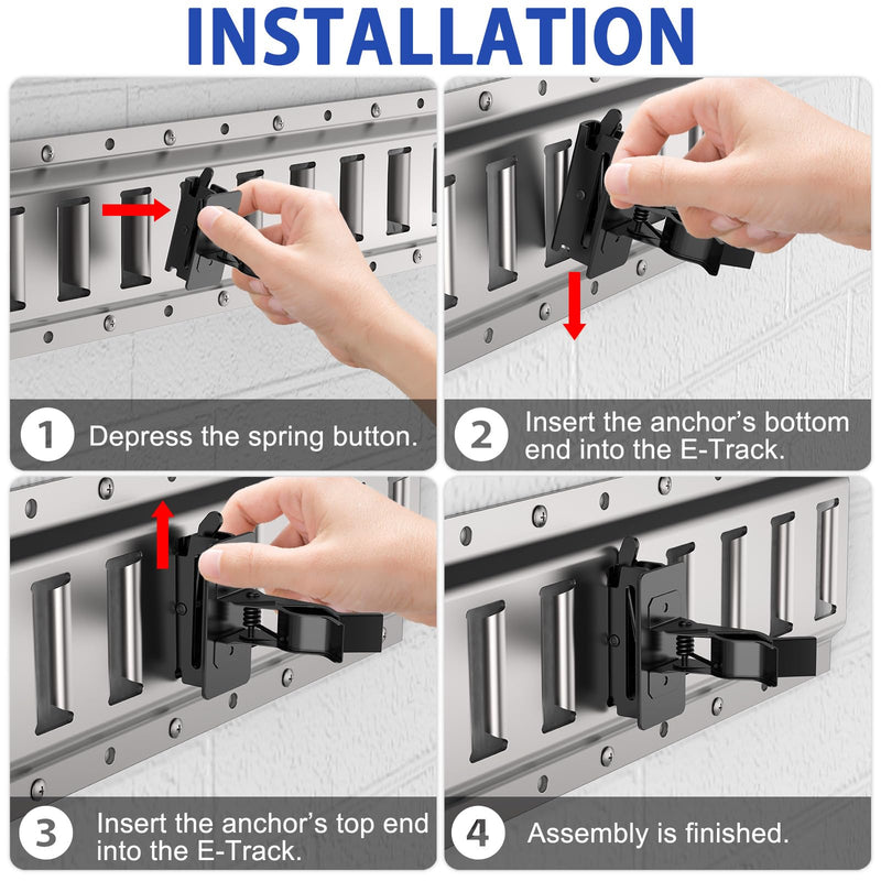 6pcs E-Track Tool Holders Tool Stabilizer for E-Track Enclosed Trailer Keep Rakes, Shovels, Broom E Track Tool Holder Hanger for E-Track Accessories Enclosed Trailer Accessories Black 6pcs E-Track Tool for Black