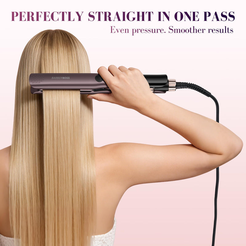 BarberBoss Hair Straighteners for Women, Ceramic Hair Straightener with Floating Plates, Negative Ion & Keratin Infusion, Flat Iron Hair Styler for Straightening, Smoothing & Frizz Control, (QR-8411) | Floating Ceramic Plates, Negative Ion & Keratin In...