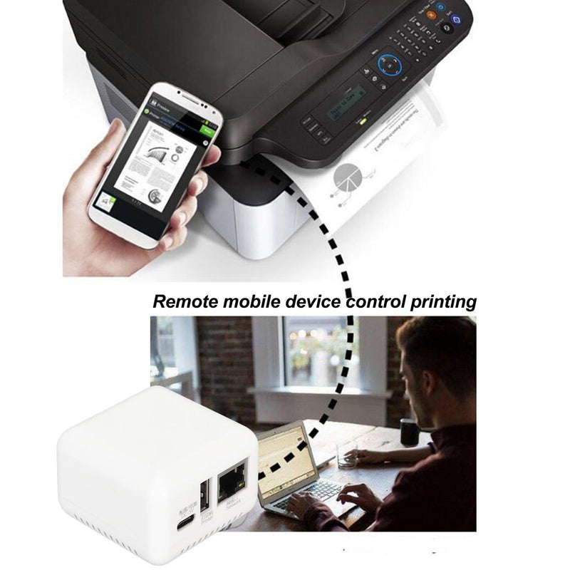 USB 2.0 Network Print Server, LAN Print Share Server for USB Printers Computer Print Server Adapter for or Later, for Android, for iOS (US Plug) US Plug