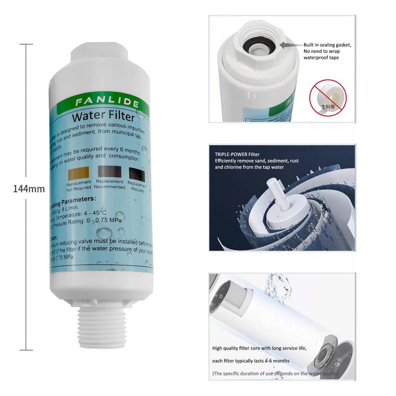 Bidet water filter for electronic bidet seats, Toilet water filter system, 1/2" Threads, 5pcs filters + 2pcs adapters, compatible with 1/2" 1/4" 3/8" Bidet water hose