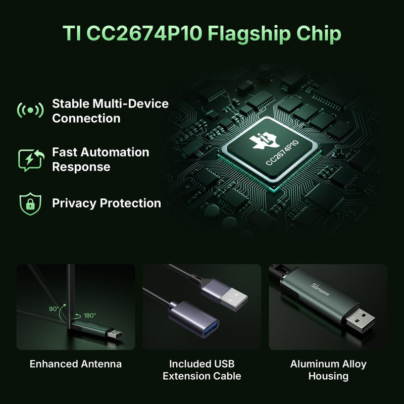 SONOFF Zigbee USB Dongle Plus CC2674P10(Dongle-PP10) | Zigbee Gateway & Thread Border Router with TI CC2674P10 Chip, Multi-Protocol Open Source ZHA in Home Assistant & Zigbee2MQTT