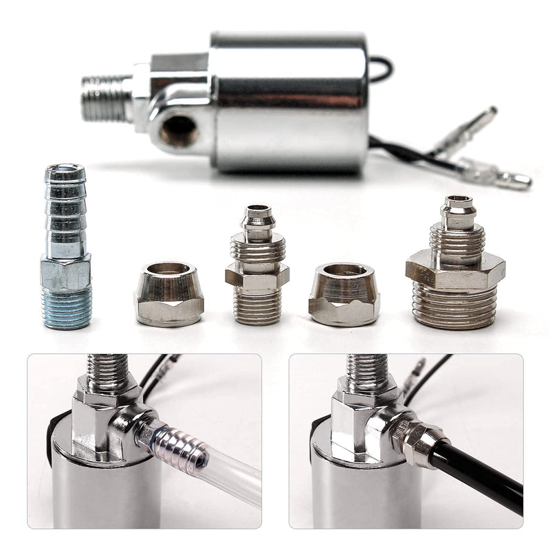 FARBIN Air Horn Solenoid Valve 1/4" NPT 12V/24V universally Electric Air Valve (Solenoid) for Train Air Horn Chrome Plated Metal Housing (Solenoid Valve, 12V/24V)