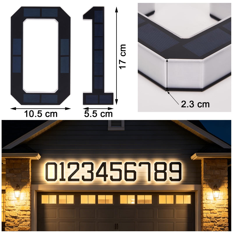 6.7 Inch Solar Lighted House Numbers For Outside - No Wiring, Light Up Solar House Numbers Exterior Ip44 Weatherproof, 2026 New Led Address Numbers For Home With Easy Installation Number 1