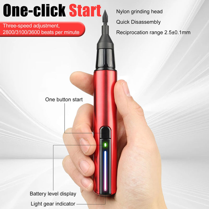 Electric Reciprocating Sander Mini Pen Detail Sander Tool USB Quick Charging Sanding Pen Portable with 8pcs Sanding Head Self-Adhesive Sandpaper 3 Gears Adjustable for Grinding Polishing