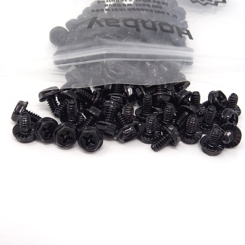Honbay 100PCS 6#-32x6 Hex Phillips Head Replacement PC Computer Case Mounting Screws Fastener for Building Repairing and Maintaining Computer Systems (Black Zinc) Black Zinc