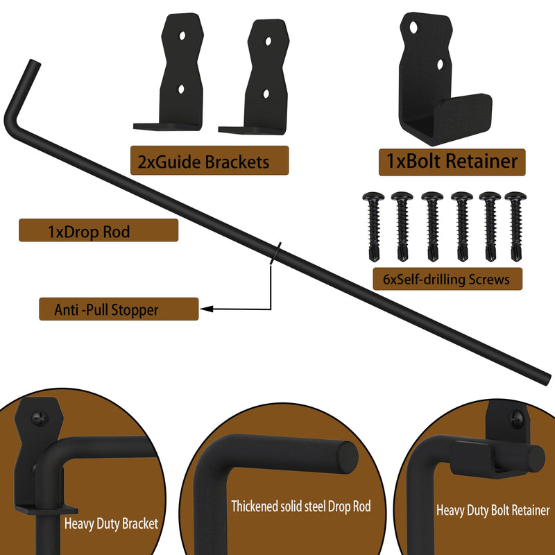 Sdstone 24 Inch Heavy Duty Cane Bolt Gate Drop Rod,Gate Ground Latch Hardware for Wooden Fences,Metal Gates Doors Stopper for Gate Ground (Black Finish,1 Pack) 1