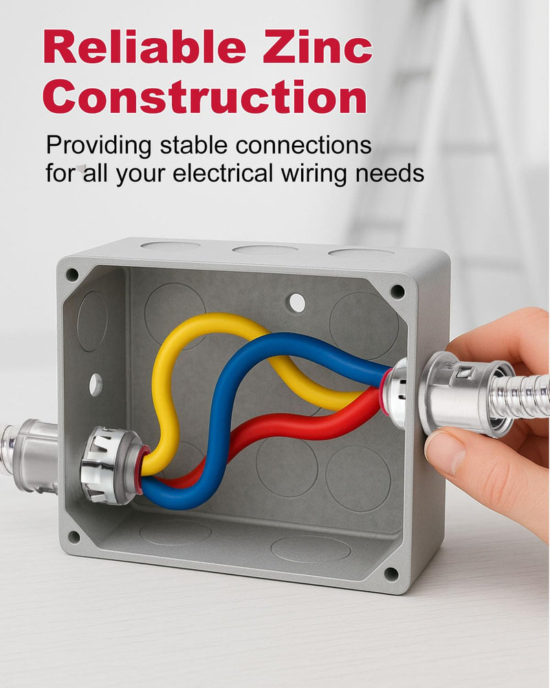 25 PCS Metal Cable connectors, 3/8" snap Conduit Connector, zinc Electrical Connector for Steel and Aluminum Cable 25 Pcs