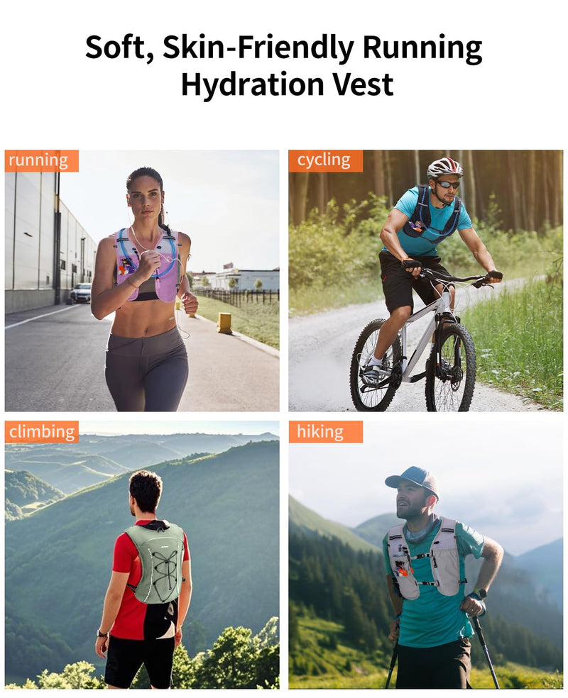 ECOHUB Running Hydration Vest Backpack,Lightweight Breathable Pack with 2L Water Bladder Bag Daypack for Hiking Trail Running Cycling Race Marathon for Women Men Black