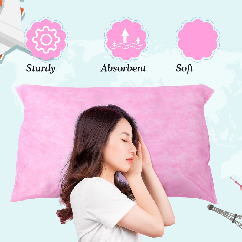 Tudomro 20 Pcs Disposable Pillow Case Covers Disposable Pillow Covers Travel Single Use Pillowcase Non Woven Fabric for Hospitals Hotels Home Bedroom Bedding Supplies, 32 x 20 Inches(Pink) Pink