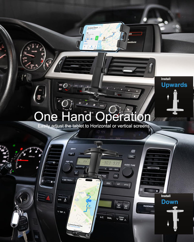 CD Slot Phone Mount, [Height Adjustable] CD Player Car Phone Mount, Universal Ultra Sturdy CD Cell Phone Car Mount for iPhone Air 17 Pro Max 16 15 14 13 12 11 X Plus, Android, All Smartphones