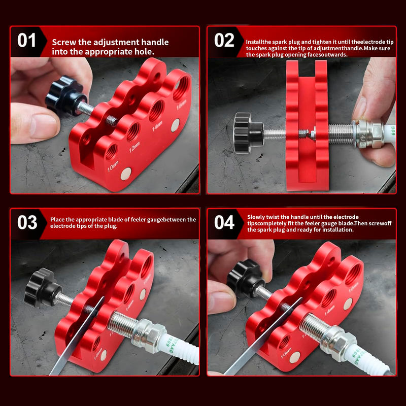 Universal Spark Plug Gap Tool for Most 10mm 12mm 14mm 16mm Spark Plugs with 1 Set Feeler Gauge Black